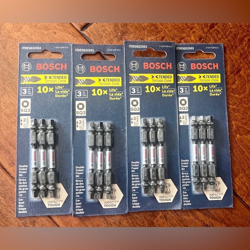 BOSCH (4 Pack) 3-Pack 2-1/2 In. Square #3 SQ3 Double-Ended Screwdriving Bits